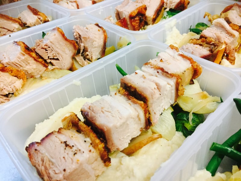 Gourmet Special: Pork Belly with Low Carb Potato Mash & Greens