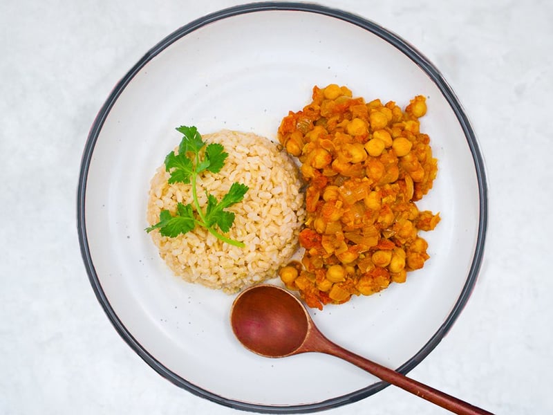 Chana masala with brown rice