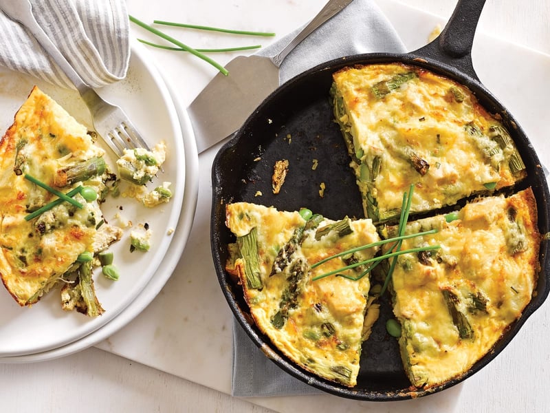 Asparagus and Sweet Potato and Chicken Frittata