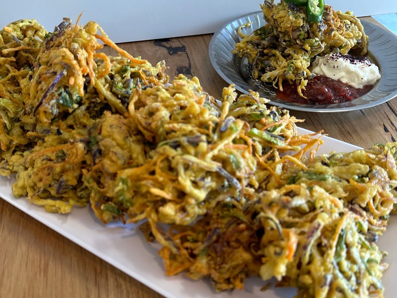 Tofu, ginger and vegetable pakoras