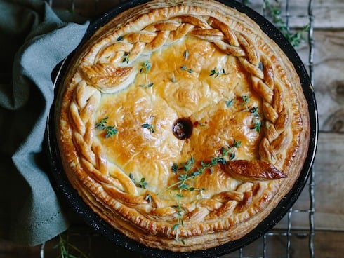 Beef & Stout Pie with Tomato & Onion Chutney