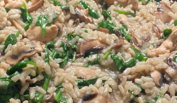 Risotto with Mushrooms, Leek and Spinach (GF)