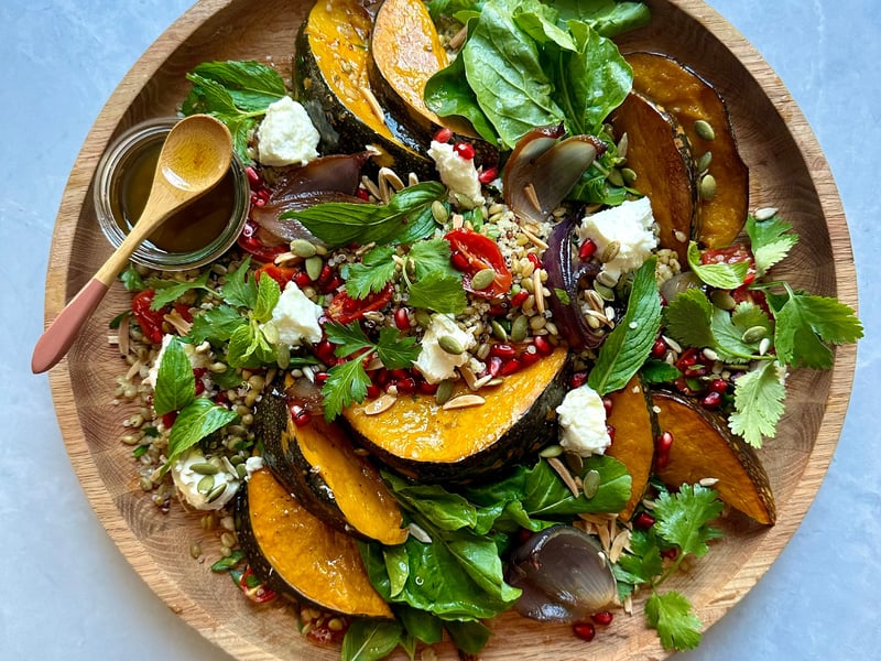 Grain Salad with Maple Roasted Pumpkin