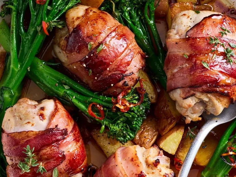 Bacon wrapped honey chilli chicken