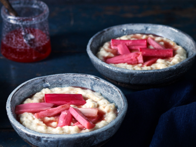 Creamed Rice Rhubarb Pudding