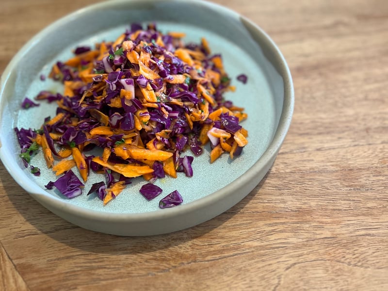 Shredded cabbage and carrot salad