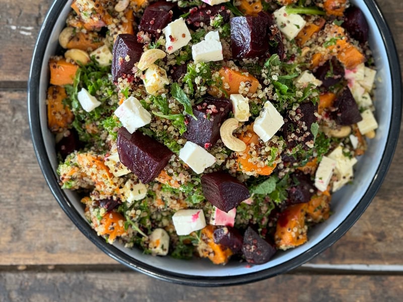 Beetroot, sweet potato & quinoa salad