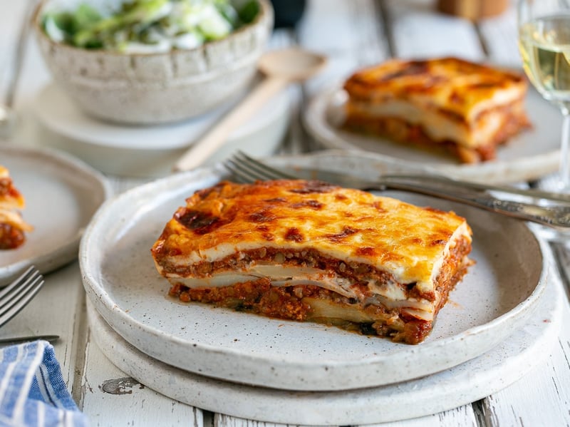 Beef Moussaka Slice with Eggplant, Ricotta & Mozzarella