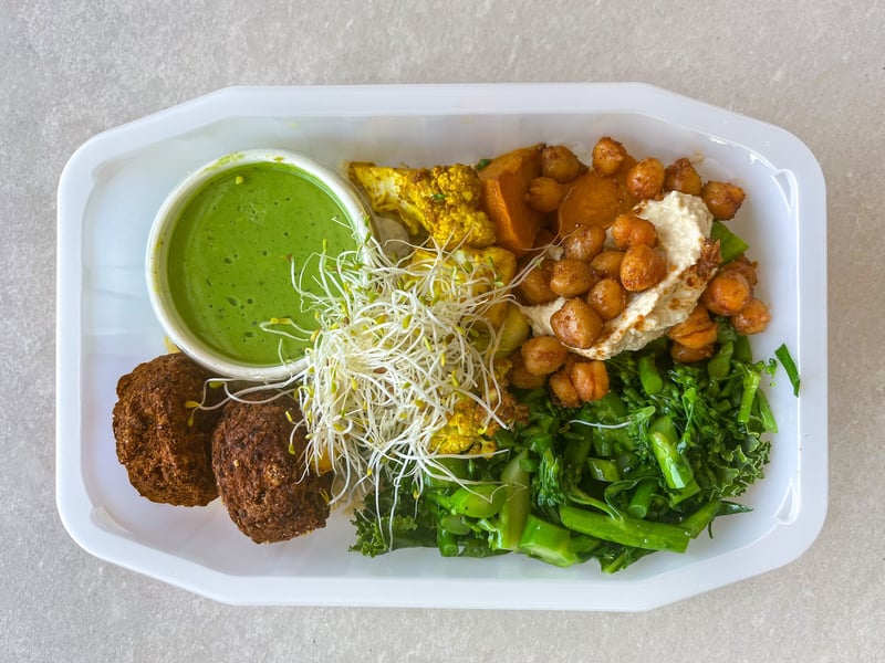 Nourish Bowl with Green Goddess dressing & falafel