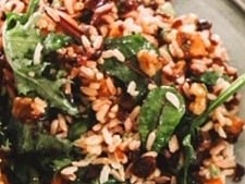 Brown Rice Salad with Sweet Potato, Cranberries, Fetta and Greens