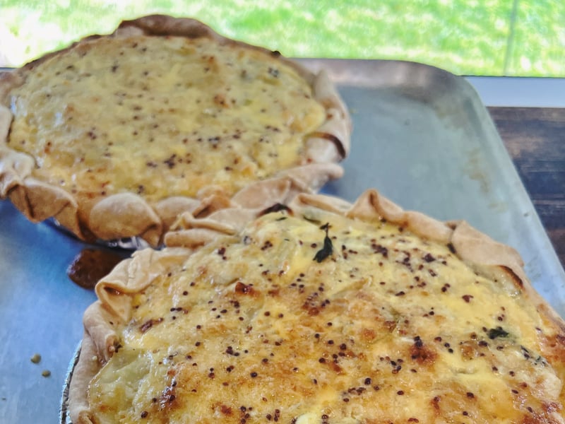 Vintage Cheddar Potato and Onion Tart (V)