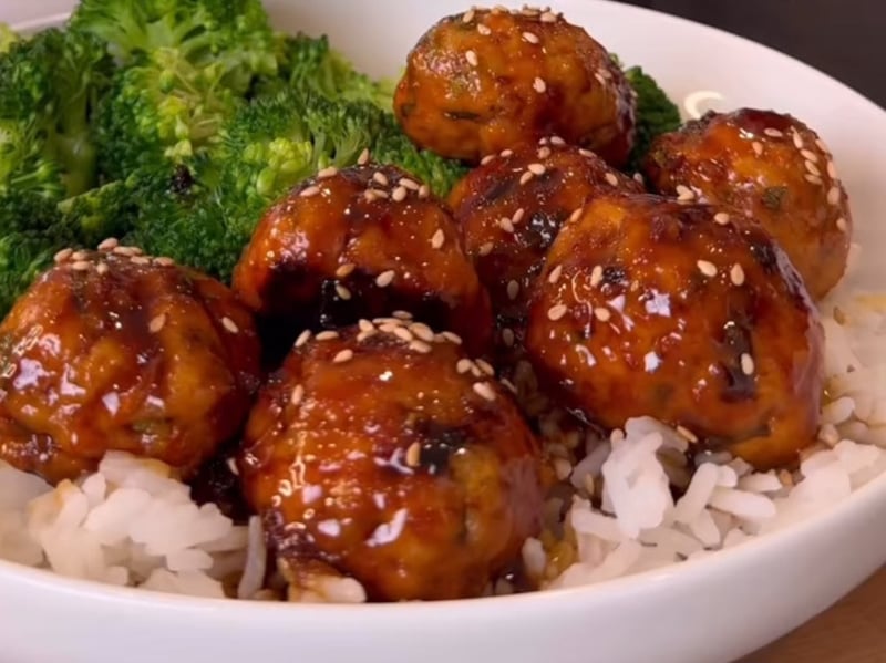 Sticky glazed ginger chicken meatballs