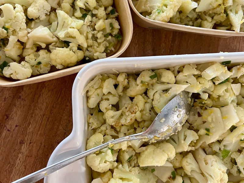 Pan-fried cauliflower with chives, lemon & Parmesan,