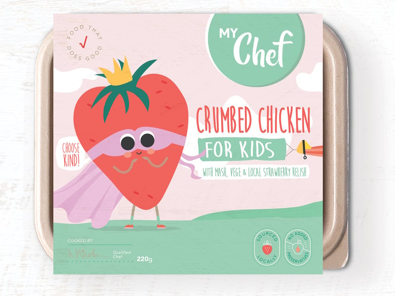 Kids Crumbed Chicken & Vege with Local Strawberry Relish