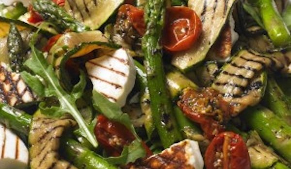 Chargrilled Asparagus, Zucchini and Haloumi Salad