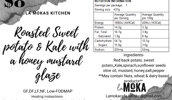 Roasted sweet potato & kale with honey mustard glaze