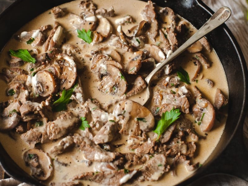 Beef Stroganoff with Creamy Mash