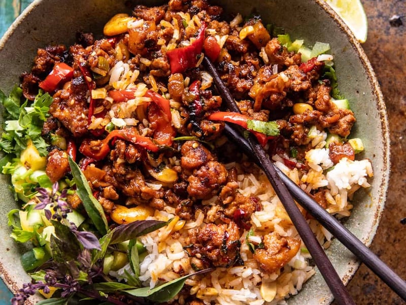 Ginger Lamb Mince + Pineapple Stir Fry