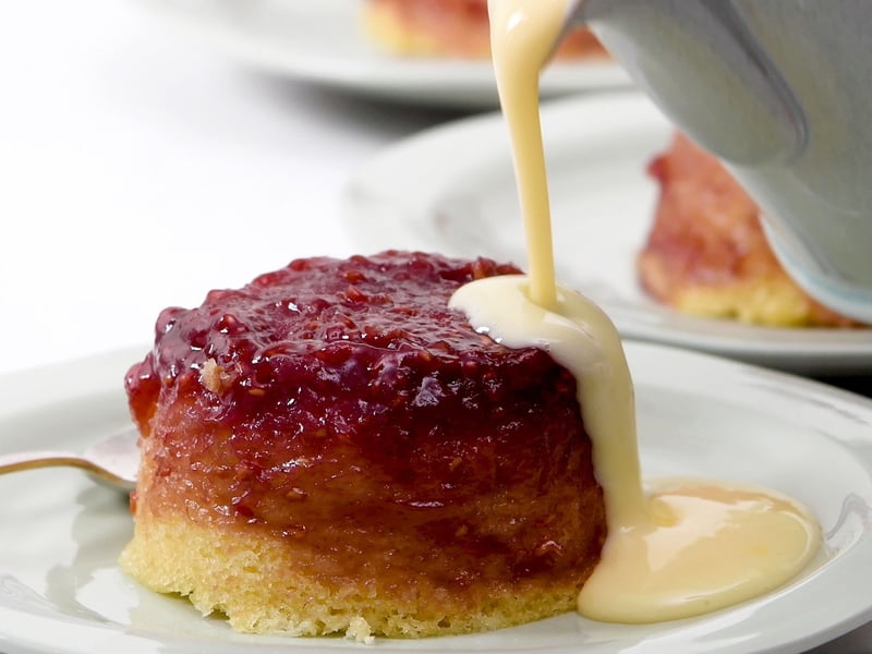 Jam Pudding with Custard