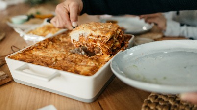 Meal for One-Healthier Beef Lasagna and Vegetables