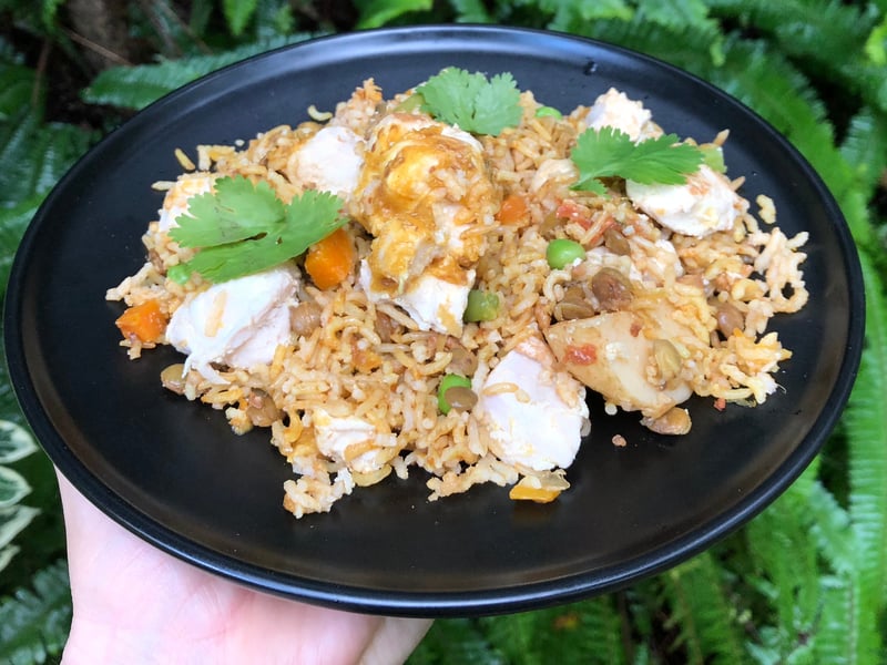 Chicken Biryani with Apricot Chutney