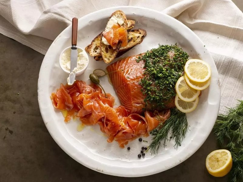 Tasmanian Cured Salmon Gravlax Duo with Blinis