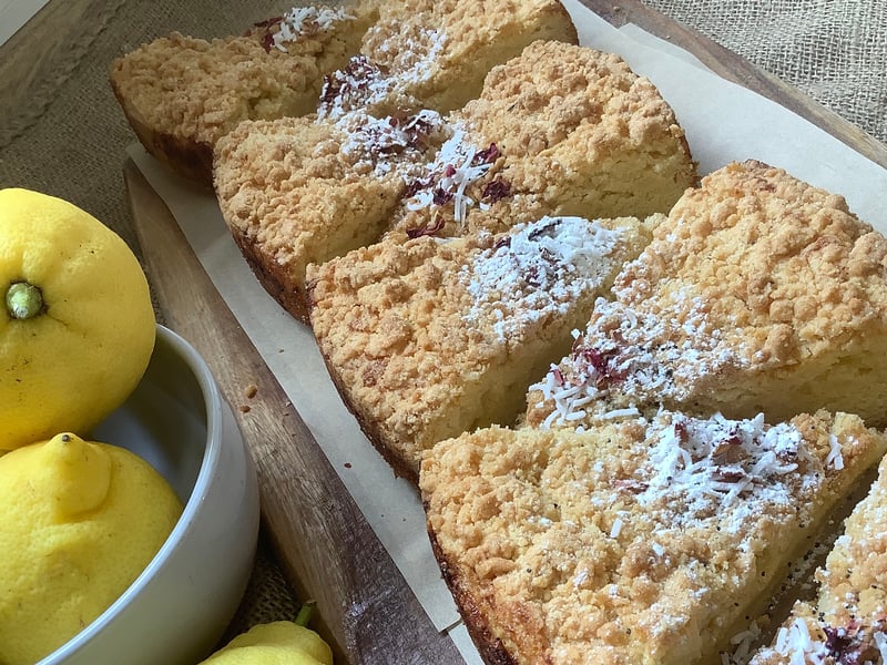 Belgian Lemon and passion fruit curd Teacake