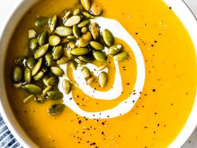 Classic Pumpkin and Rosemary Soup with Toasted Pumpkin Seeds