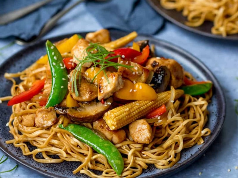 Honey Soy Chicken Stir Fry w/ Noodles