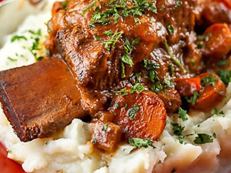 Gourmet Special: Braised Beef Spare Ribs with Mashed Potato & Mushroom Gravy