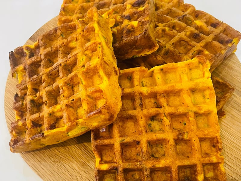 Pumpkin, Roasted Capsicum & Ricotta Waffles