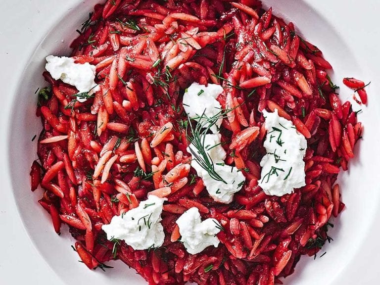 Beetroot Rissoni Pasta Salad with Persian Feta, Parsley and Lemon Zest (V)