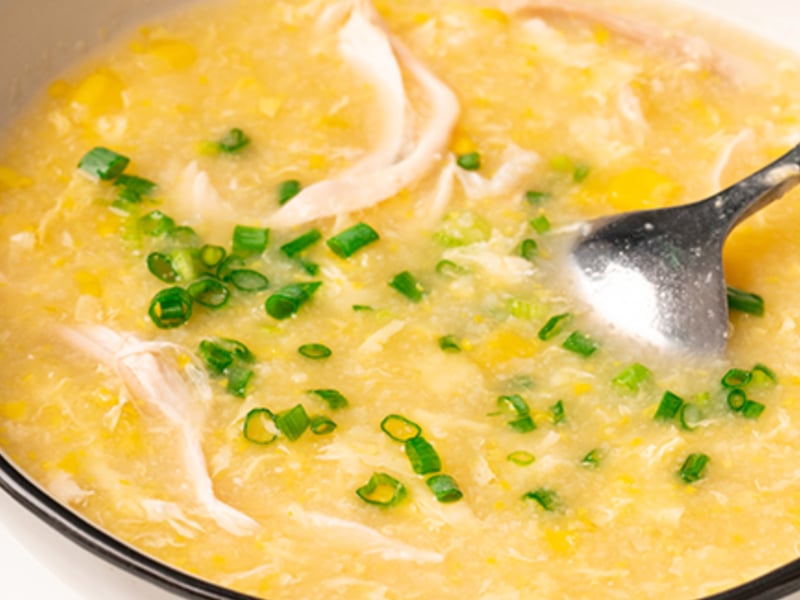 FROZEN Chicken and Sweet Corn Soup with Roasted Cauliflower