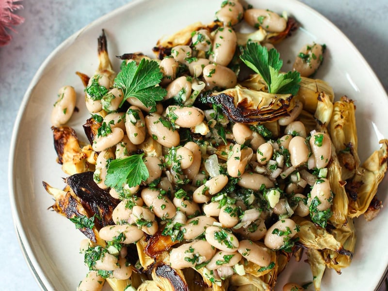 Roasted Artichoke + Red Onion Salad