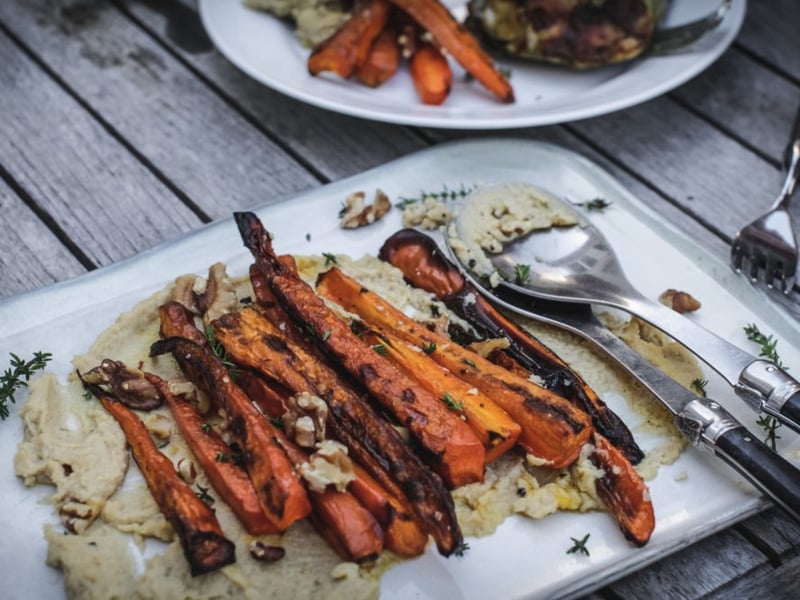 Honey Glazed Carrots w Feta, & Walnuts