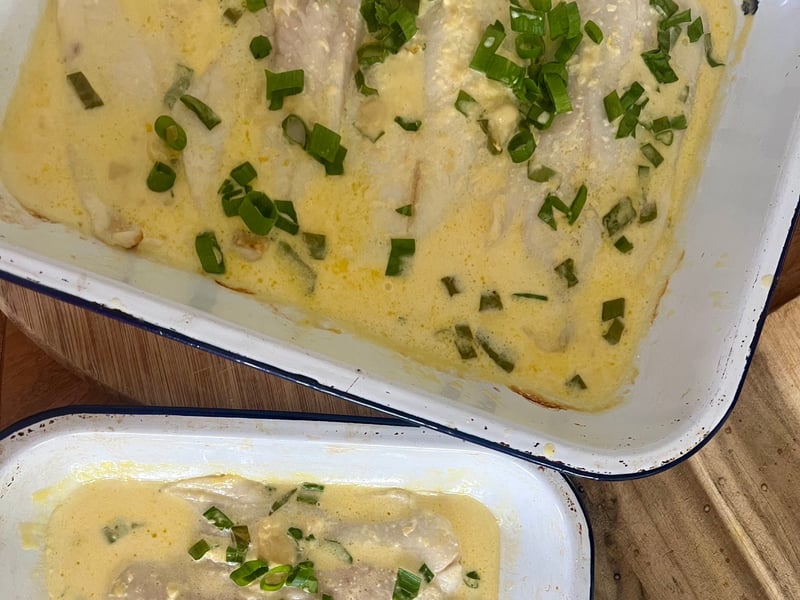 Lemon, butter & mustard baked fish